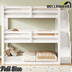 Bellemave® Twin over Twin & Twin Triple Bunk Bed with Storage Staircase - Bellemave
