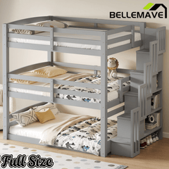 Bellemave® Twin over Twin & Twin Triple Bunk Bed with Storage Staircase - Bellemave