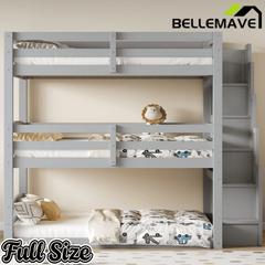 Bellemave® Twin over Twin & Twin Triple Bunk Bed with Storage Staircase - Bellemave