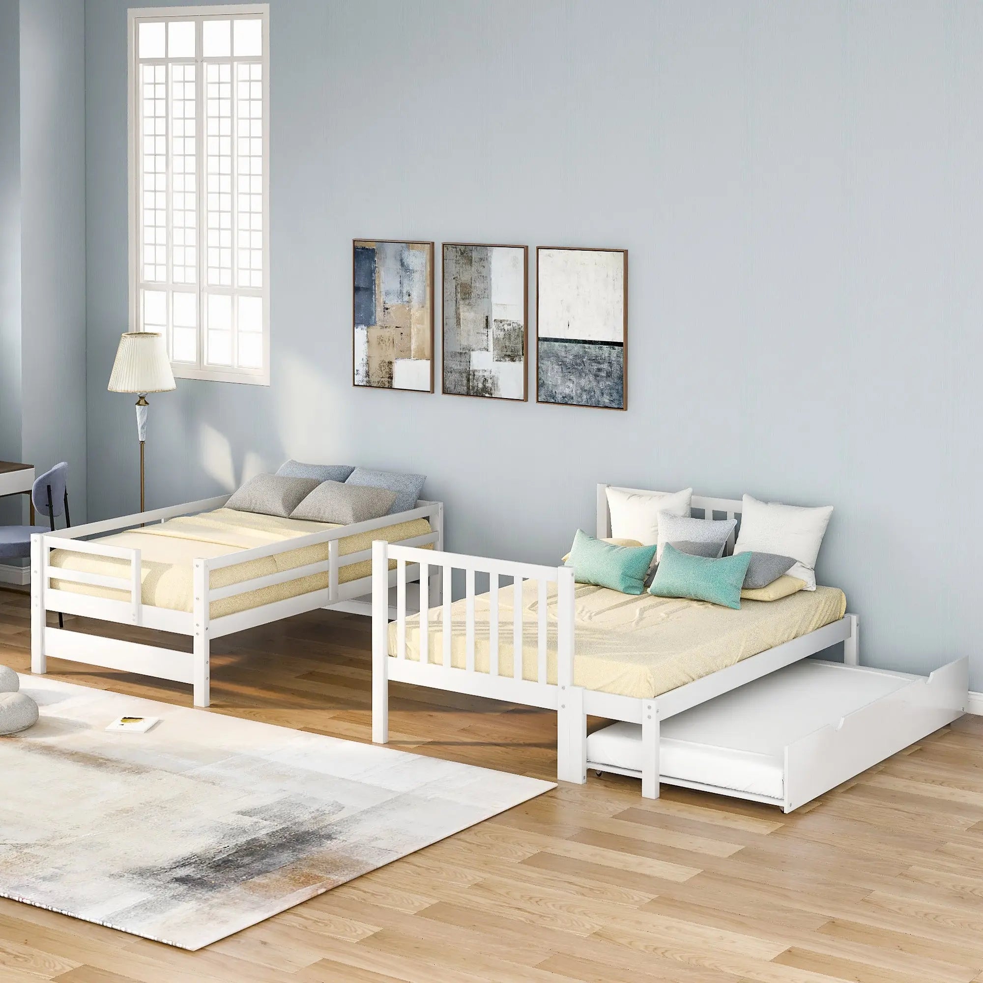 Bellemave® Twin over Twin/Full Bunk Bed with Trundle - Bellemave