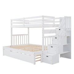 Bellemave® Twin over Twin/Full Bunk Bed with Trundle - Bellemave