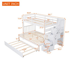 Bellemave® Twin over Twin/Full Bunk Bed with Trundle - Bellemave