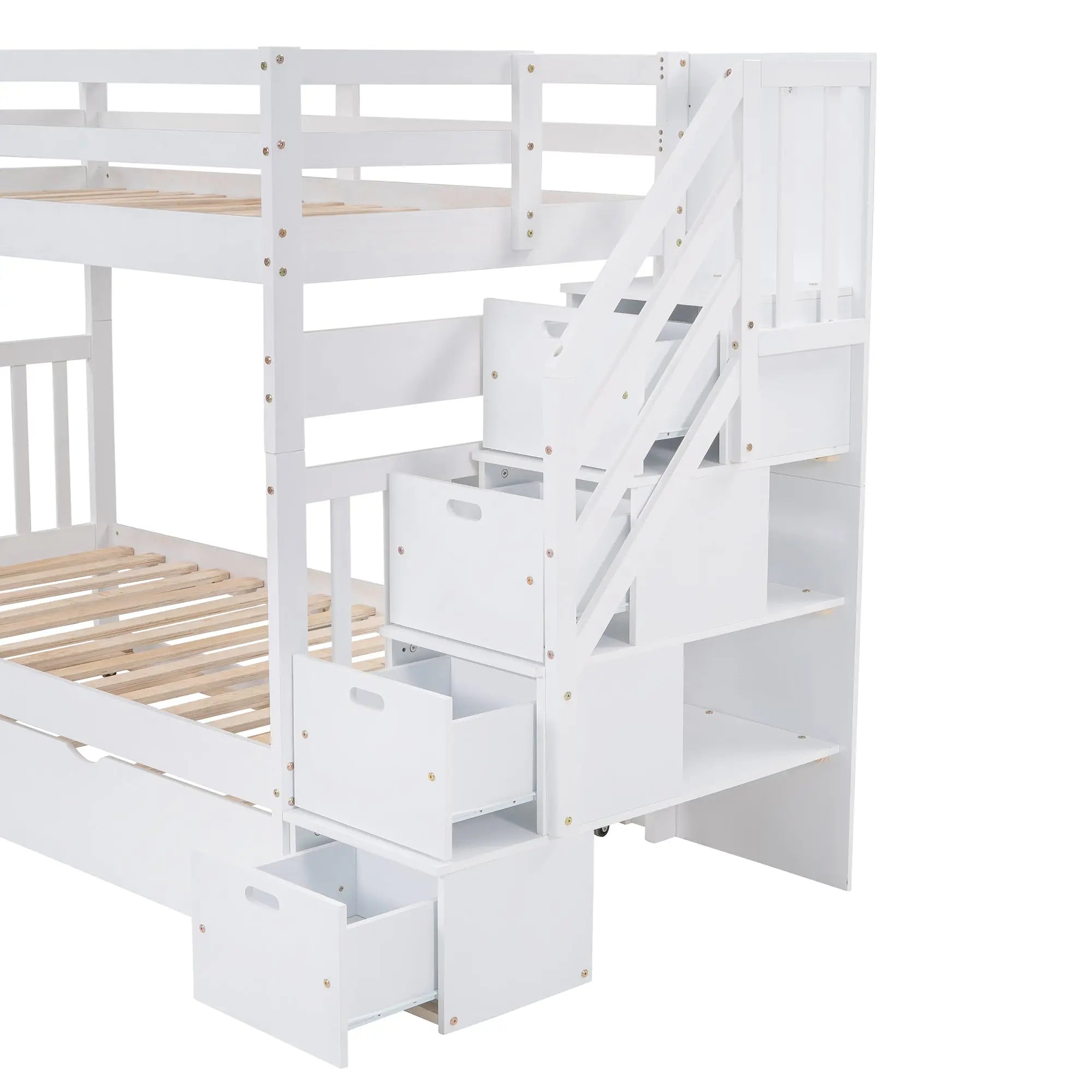 Bellemave® Twin over Twin/Full Bunk Bed with Trundle - Bellemave
