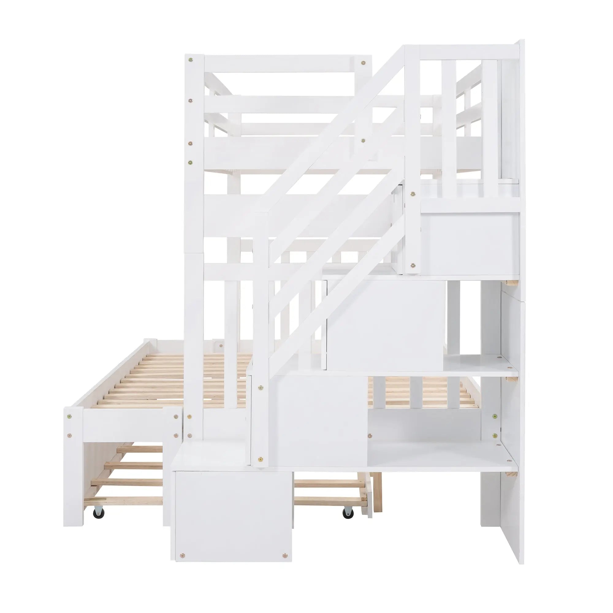 Bellemave® Twin over Twin/Full Bunk Bed with Trundle - Bellemave