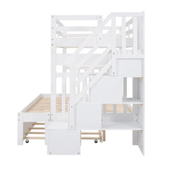 Bellemave® Twin over Twin/Full Bunk Bed with Trundle - Bellemave