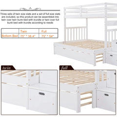 Bellemave® Twin over Twin/Full Bunk Bed with Trundle - Bellemave