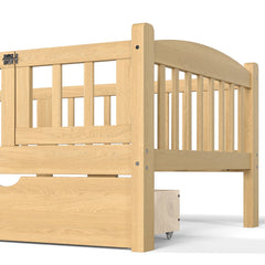 Bellemave® Twin Platform Bed with Full - Length Guardrails & Storage Drawers, Kids Low Bed with Cute Headboard, No Box Spring Needed, White - Bellemave