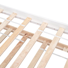 Bellemave® Twin Platform Bed with Pull - Out Trundle | Solid Rubber Wood, Slatted Headboard - Bellemave