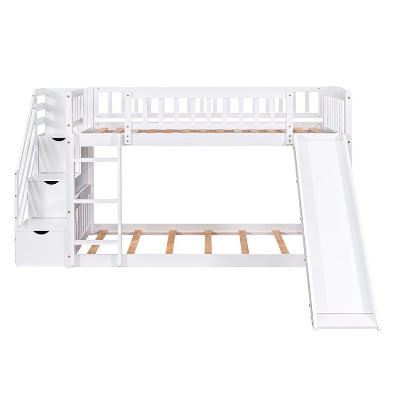 Bellemave® Twin Size Bunk Bed with 3 Drawers and Slide - Bellemave