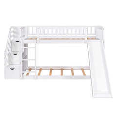 Bellemave® Twin Size Bunk Bed with 3 Drawers and Slide - Bellemave