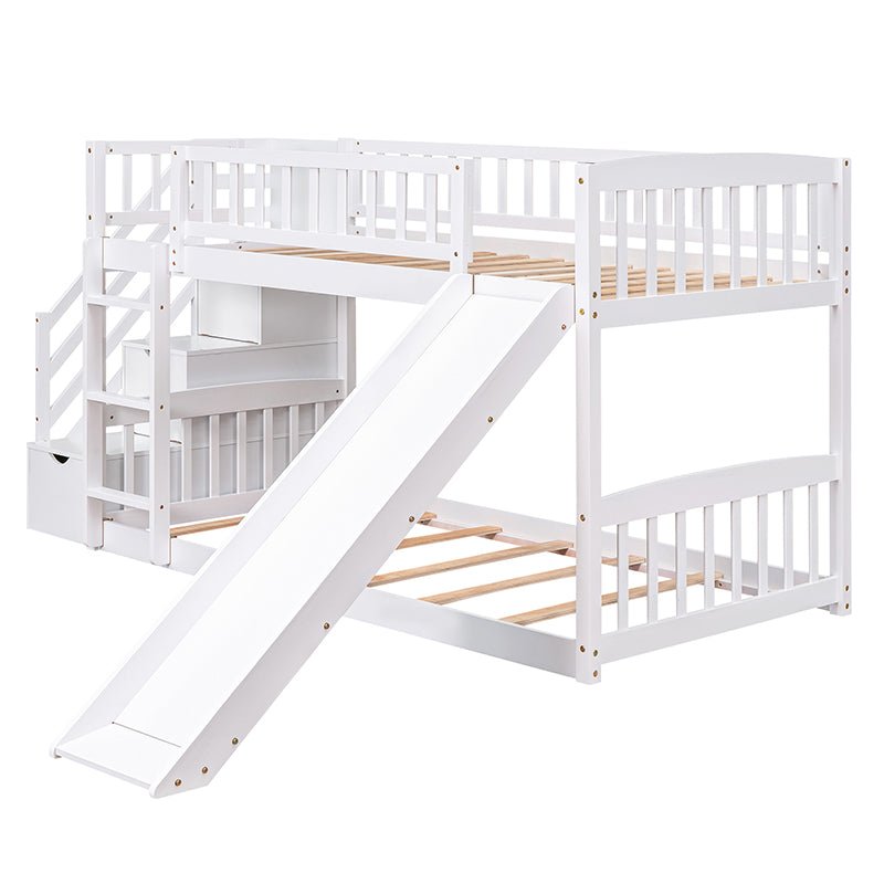 Bellemave® Twin Size Bunk Bed with 3 Drawers and Slide - Bellemave