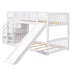 Bellemave® Twin Size Bunk Bed with 3 Drawers and Slide - Bellemave