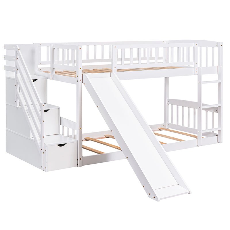 Bellemave® Twin Size Bunk Bed with 3 Drawers and Slide - Bellemave
