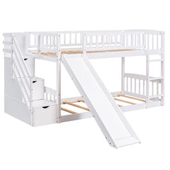 Bellemave® Twin Size Bunk Bed with 3 Drawers and Slide - Bellemave
