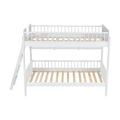 Bellemave® Twin Size Bunk Bed with 3 Storage Shelves, Safety Guardrails & Interchangeable Ladder, Space Saving Design for Kids Room, White - Bellemave