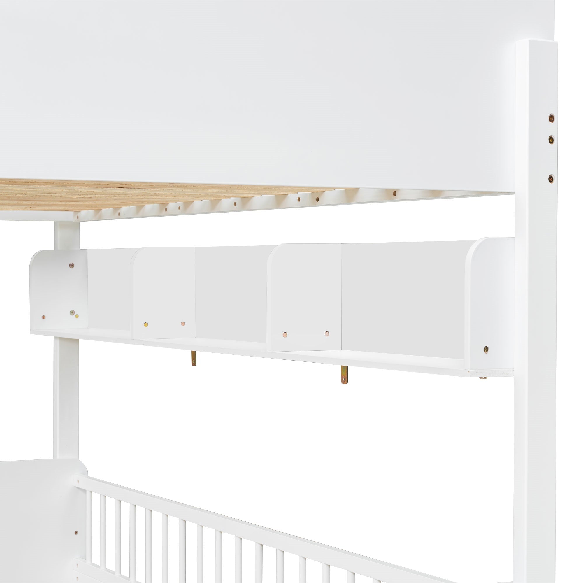 Bellemave® Twin Size Bunk Bed with 3 Storage Shelves, Safety Guardrails & Interchangeable Ladder, Space Saving Design for Kids Room, White - Bellemave
