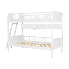 Bellemave® Twin Size Bunk Bed with 3 Storage Shelves, Safety Guardrails & Interchangeable Ladder, Space Saving Design for Kids Room, White - Bellemave
