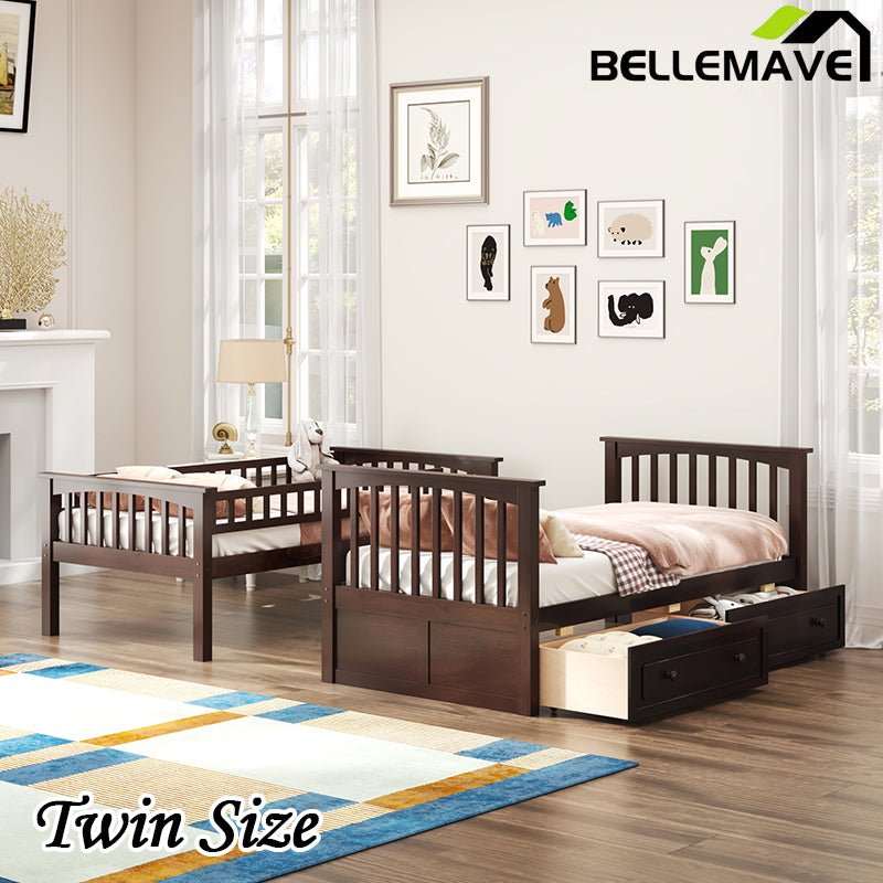 Bellemave® Twin Size Bunk Bed with Drawers(Convertible) - Bellemave