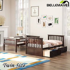 Bellemave® Twin Size Bunk Bed with Drawers(Convertible) - Bellemave