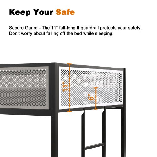 Bellemave® Twin Size Bunk Bed with Mesh Guard Rail - Bellemave