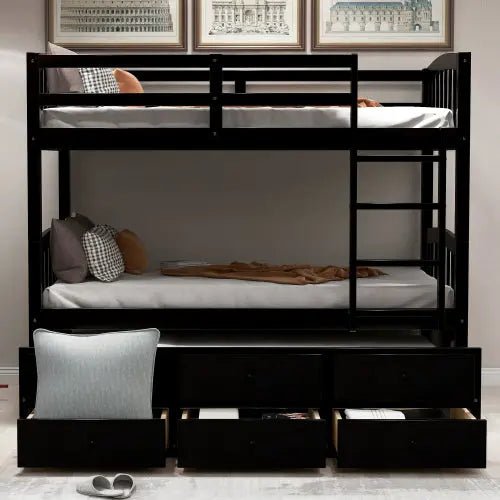 Bellemave® Twin Size Bunk Bed with Trundle Bed and 3 Drawers - Bellemave