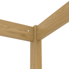 Bellemave® Twin Size Canopy Bed Frame with 4 Posters and Guardrails, Twin Size Montessori Floor Bed with High Fence - Bellemave