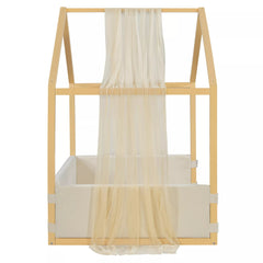 Bellemave® Twin Size Canopy Bed with Velvet Upholstered Panels, Gauze Canopy Top & Modern Platform Frame - Bellemave
