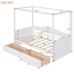Bellemave® Twin Size Canopy Daybed with 2 Drawers - Bellemave