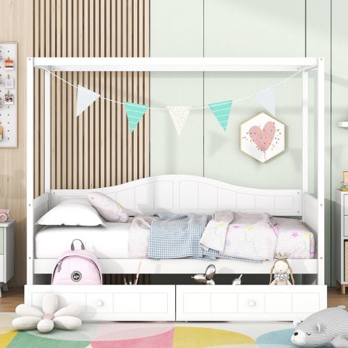 Bellemave® Twin Size Canopy Daybed with 2 Drawers - Bellemave