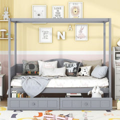 Bellemave® Twin Size Canopy Daybed with 2 Drawers - Bellemave