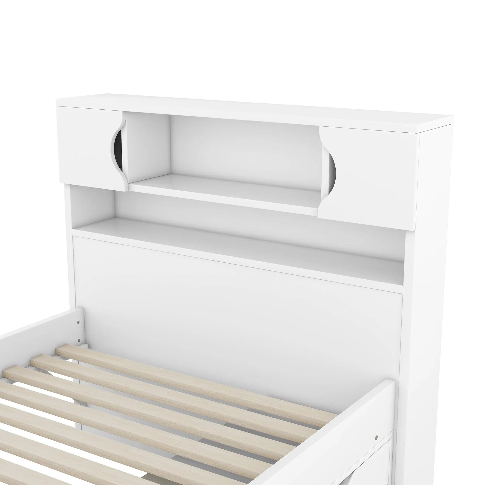 Bellemave® Twin Size Captain Platform Bed Frame with Storage Bookcases and Shelves,Four Drawers - Bellemave