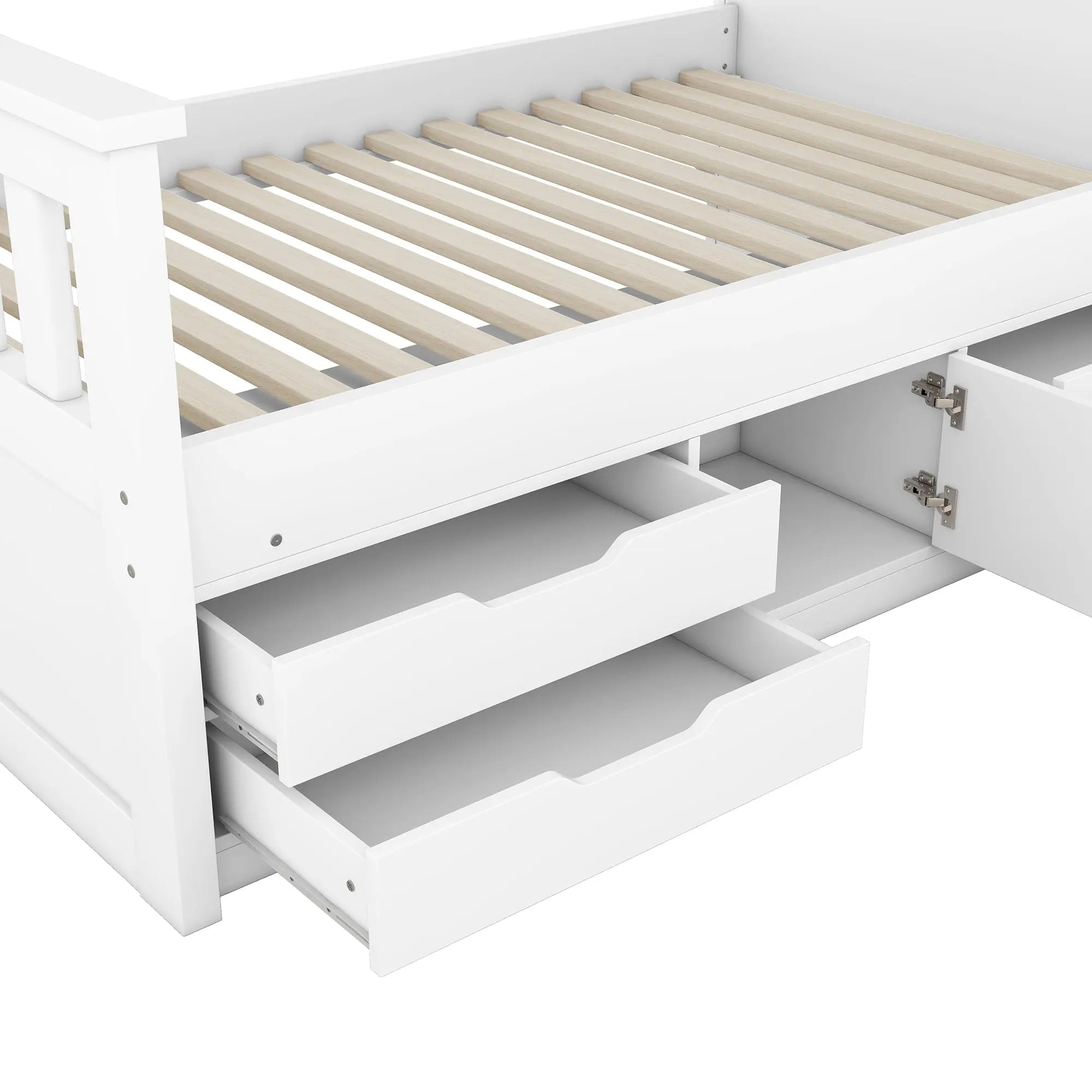 Bellemave® Twin Size Captain Platform Bed Frame with Storage Bookcases and Shelves,Four Drawers - Bellemave