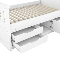 Bellemave® Twin Size Captain Platform Bed Frame with Storage Bookcases and Shelves,Four Drawers - Bellemave