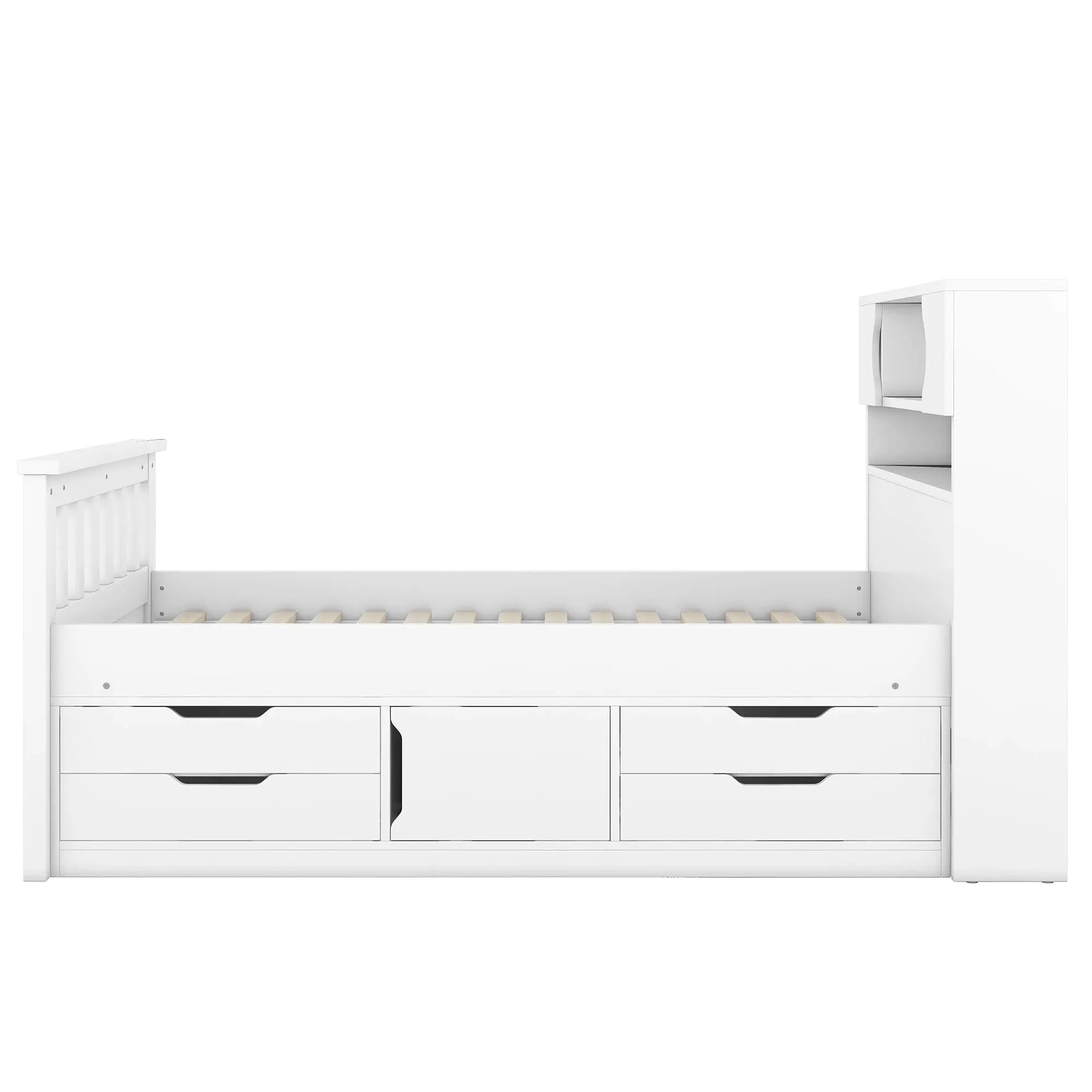 Bellemave® Twin Size Captain Platform Bed Frame with Storage Bookcases and Shelves,Four Drawers - Bellemave
