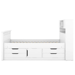 Bellemave® Twin Size Captain Platform Bed Frame with Storage Bookcases and Shelves,Four Drawers - Bellemave