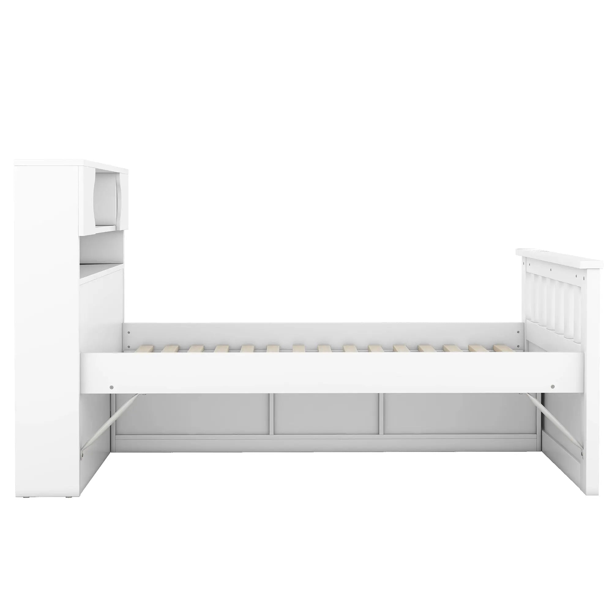 Bellemave® Twin Size Captain Platform Bed Frame with Storage Bookcases and Shelves,Four Drawers - Bellemave