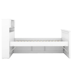 Bellemave® Twin Size Captain Platform Bed Frame with Storage Bookcases and Shelves,Four Drawers - Bellemave