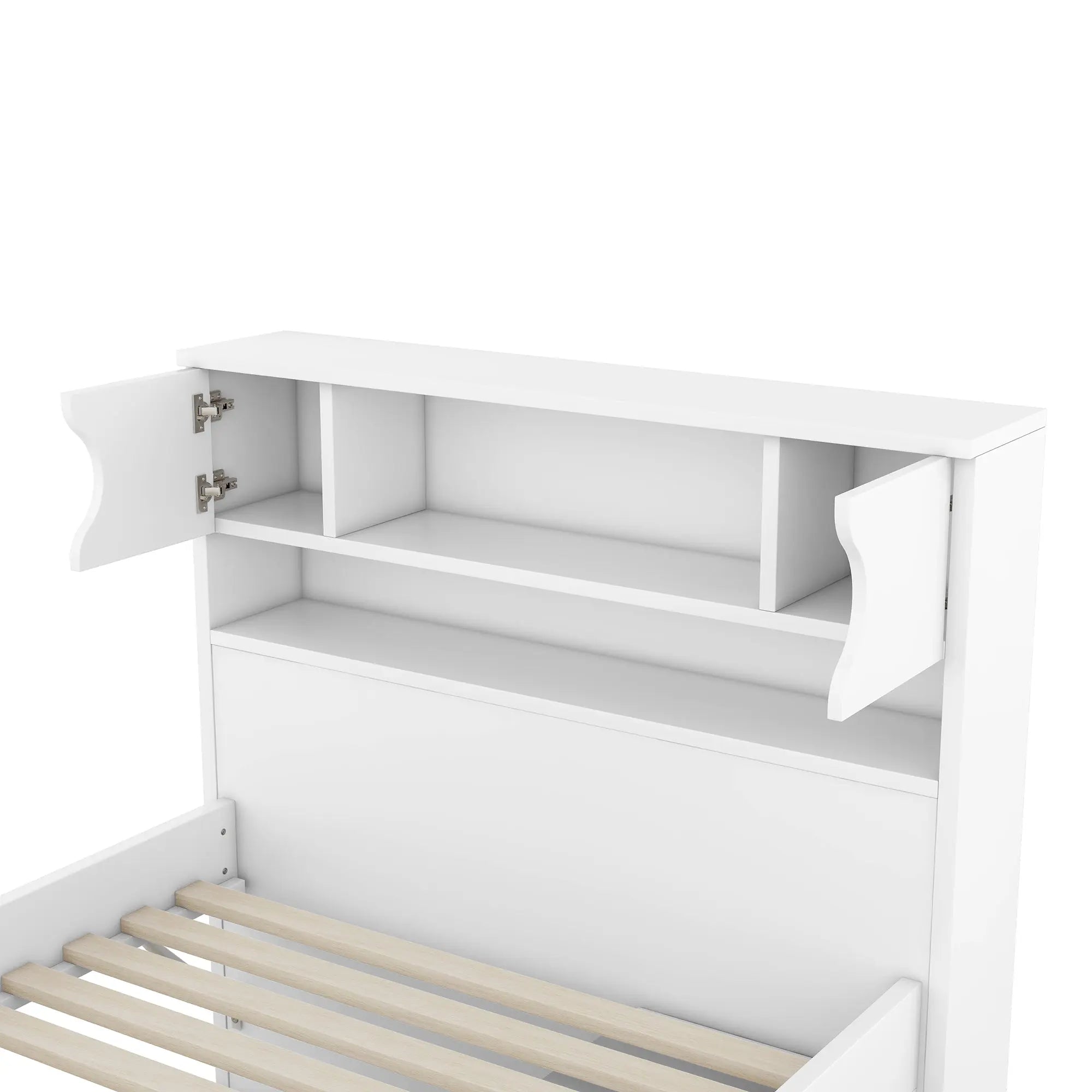 Bellemave® Twin Size Captain Platform Bed Frame with Storage Bookcases and Shelves,Four Drawers - Bellemave