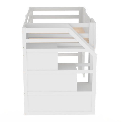Bellemave® Twin Size Castle Shape Loft Bed with Storage Staircase and Window - Bellemave