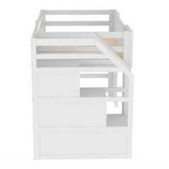 Bellemave® Twin Size Castle Shape Loft Bed with Storage Staircase and Window - Bellemave