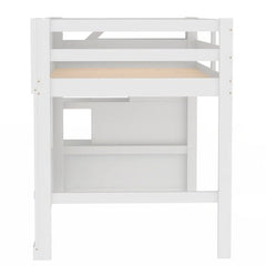 Bellemave® Twin Size Castle Shape Loft Bed with Storage Staircase and Window - Bellemave