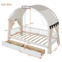 Bellemave® Twin Size Daybed with Arched Roof and 2 Drawers - Bellemave