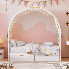 Bellemave® Twin Size Daybed with Arched Roof and 2 Drawers - Bellemave