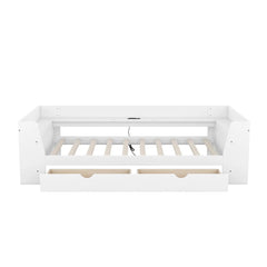 Bellemave® Twin Size Daybed with Shelves, Drawers and Built - In Charging Station - Bellemave