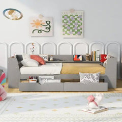 Bellemave® Twin Size Daybed with Shelves, Drawers and Built - In Charging Station - Bellemave
