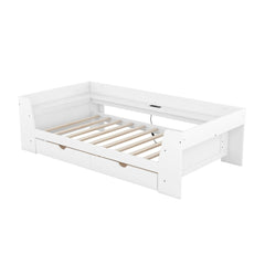 Bellemave® Twin Size Daybed with Shelves, Drawers and Built - In Charging Station - Bellemave