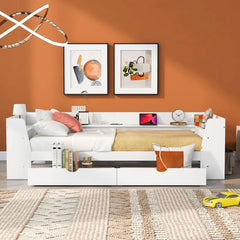 Bellemave® Twin Size Daybed with Shelves, Drawers and Built - In Charging Station - Bellemave