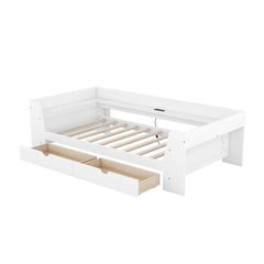 Bellemave® Twin Size Daybed with Shelves, Drawers and Built - In Charging Station - Bellemave