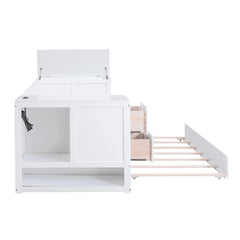 Bellemave® Twin Size Daybed with Storage Arms, Trundle and Charging Station - Bellemave