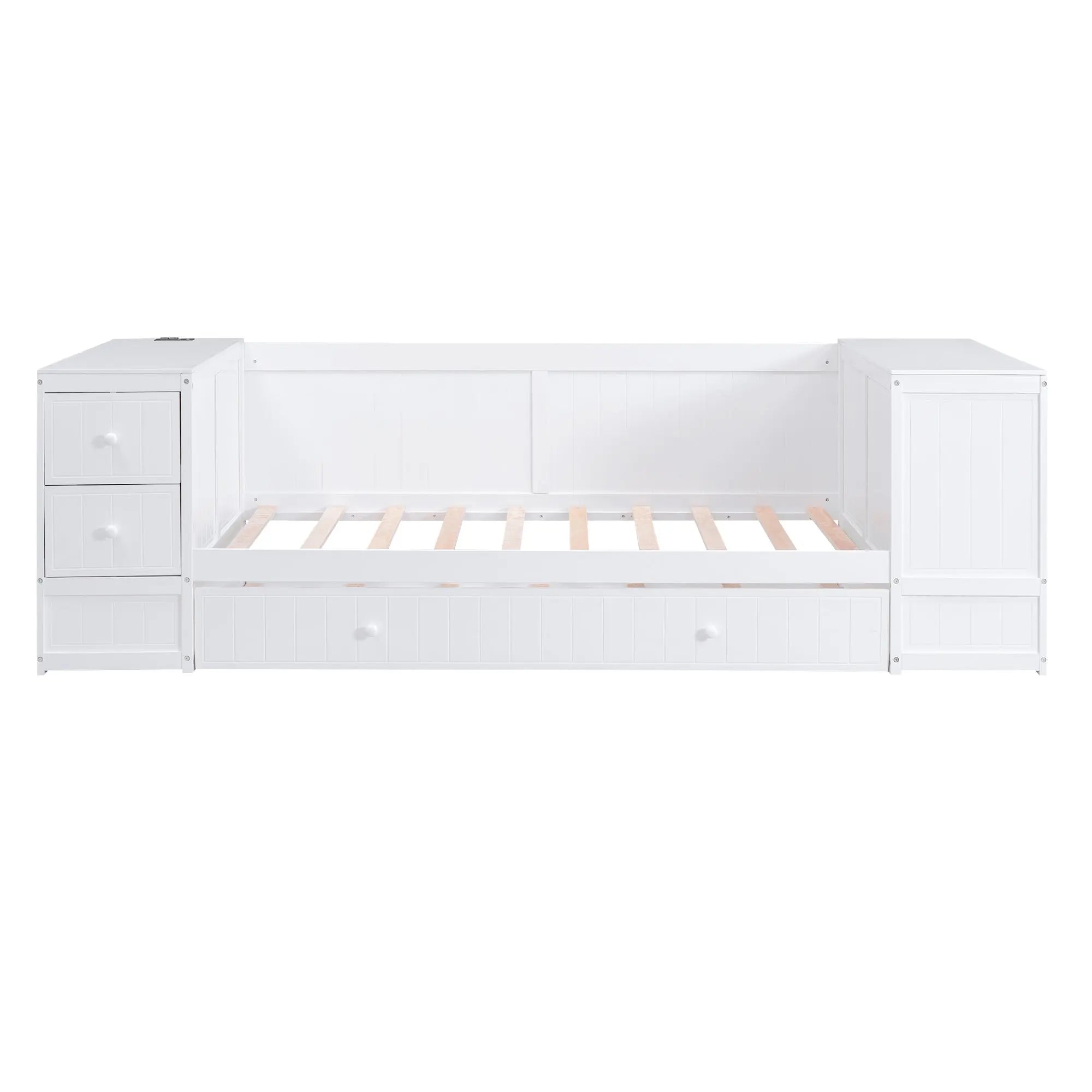 Bellemave® Twin Size Daybed with Storage Arms, Trundle and Charging Station - Bellemave